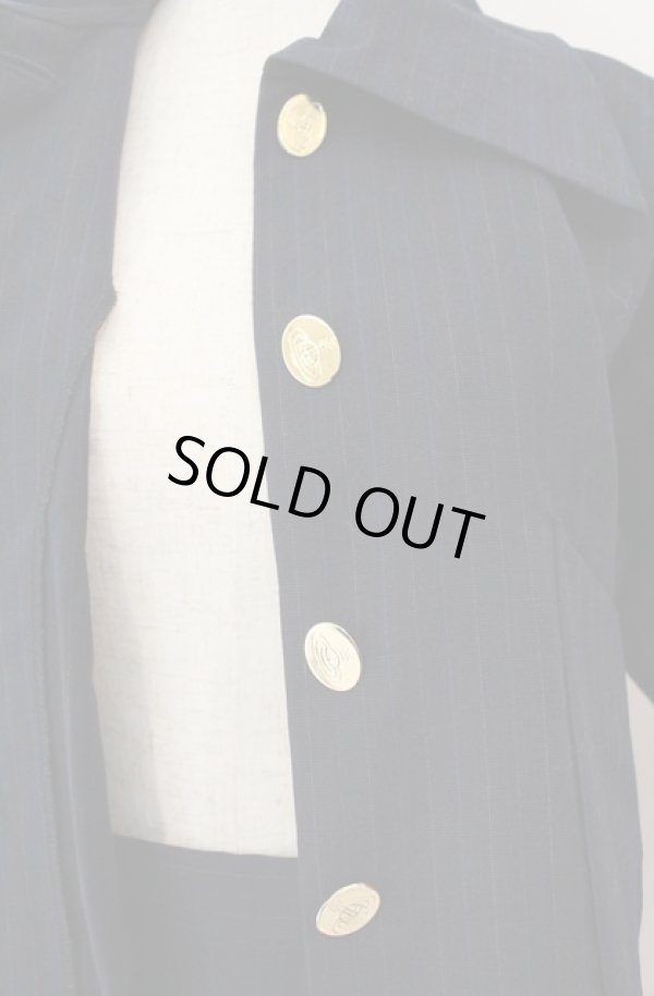 画像3: 【Vintage放出】ヴィヴィアンウエストウッド 中古 / ペンシルストライプシャツジャケットセットアップ S ネイビー  O-25-12-20-001-su-YM-ZH (3)