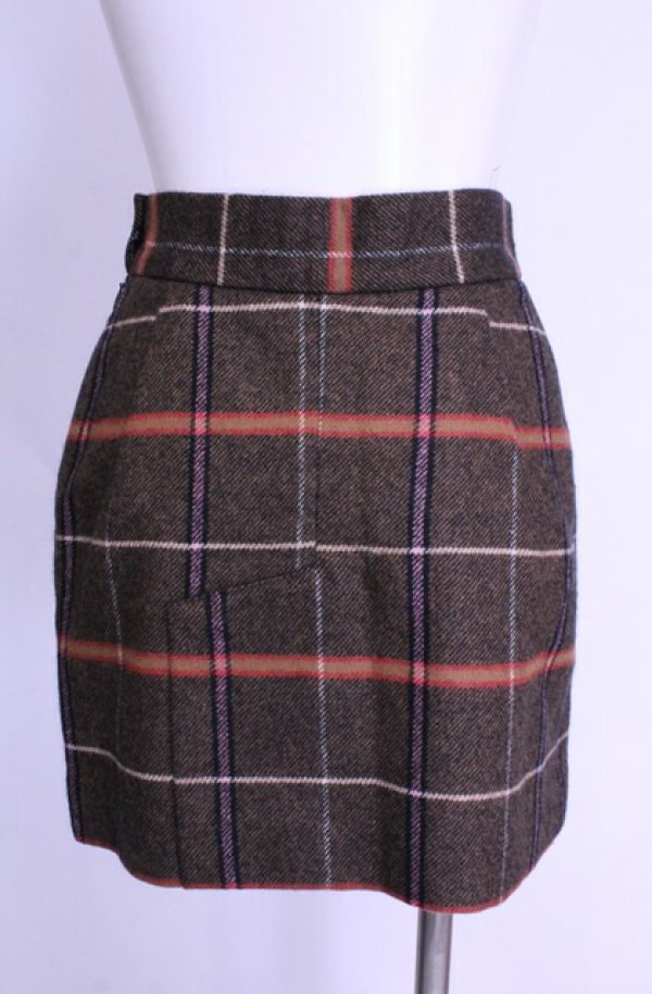 画像4: 【Vintage放出】ヴィヴィアンウエストウッド 中古 / ウールチェックミニスカート 40 ブラウンｘマルチ  O-25-12-20-034-sk-YM-OS (4)