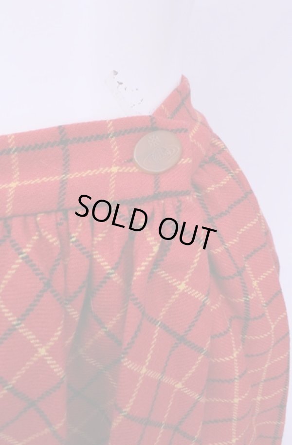 画像2: 【Vintage放出】ヴィヴィアンウエストウッド 中古 / ラップドレープスカート 12 レッド  O-25-12-20-038-sk-YM-OS (2)