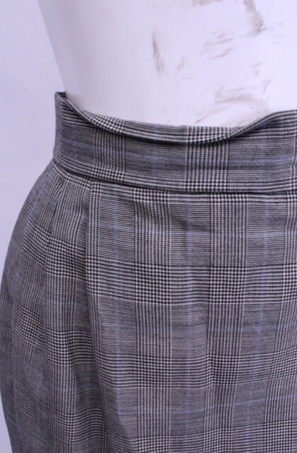 画像2: 【Vintage放出】ヴィヴィアンウエストウッド 中古 / グレンチェックタックスカート 8 グレー  O-25-12-20-041-sk-YM-OS (2)