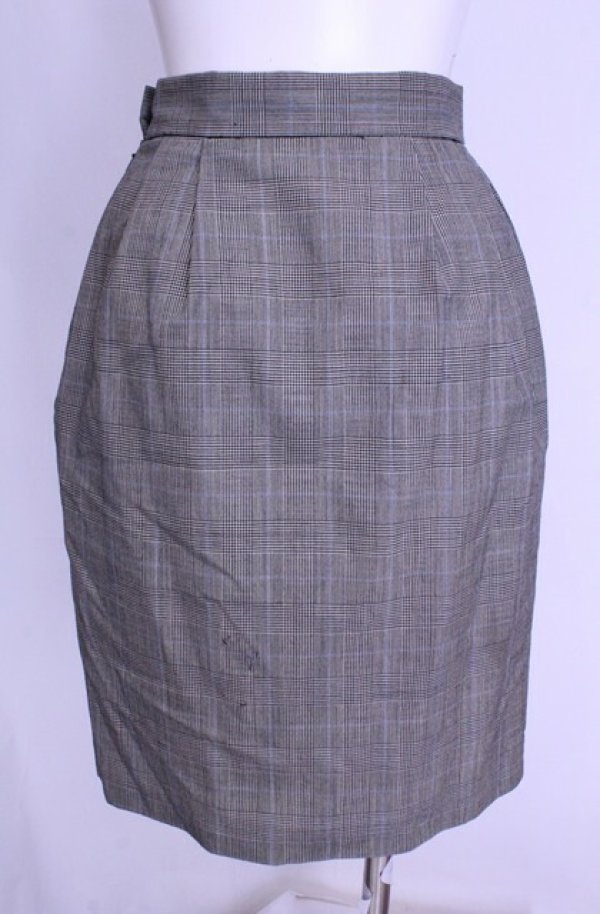 画像5: 【Vintage放出】ヴィヴィアンウエストウッド 中古 / グレンチェックタックスカート 8 グレー  O-25-12-20-041-sk-YM-OS (5)