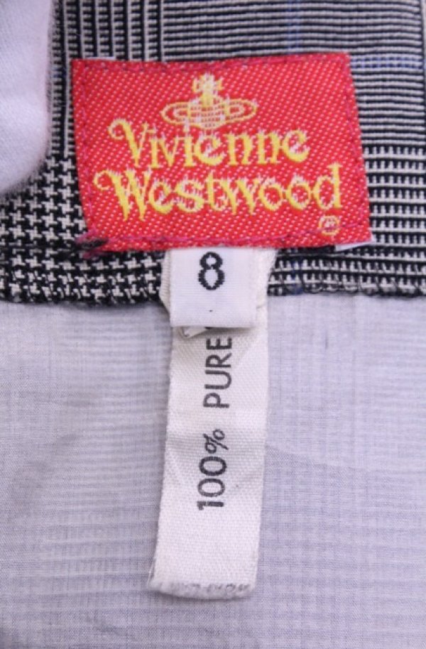 画像8: 【Vintage放出】ヴィヴィアンウエストウッド 中古 / グレンチェックタックスカート 8 グレー  O-25-12-20-041-sk-YM-OS (8)