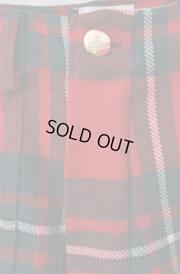 画像2: 【Vintage放出】ヴィヴィアンウエストウッド 中古 / タータンボンテージパンツ 26 レッド  O-25-12-20-044-pa-YM-ZH (2)