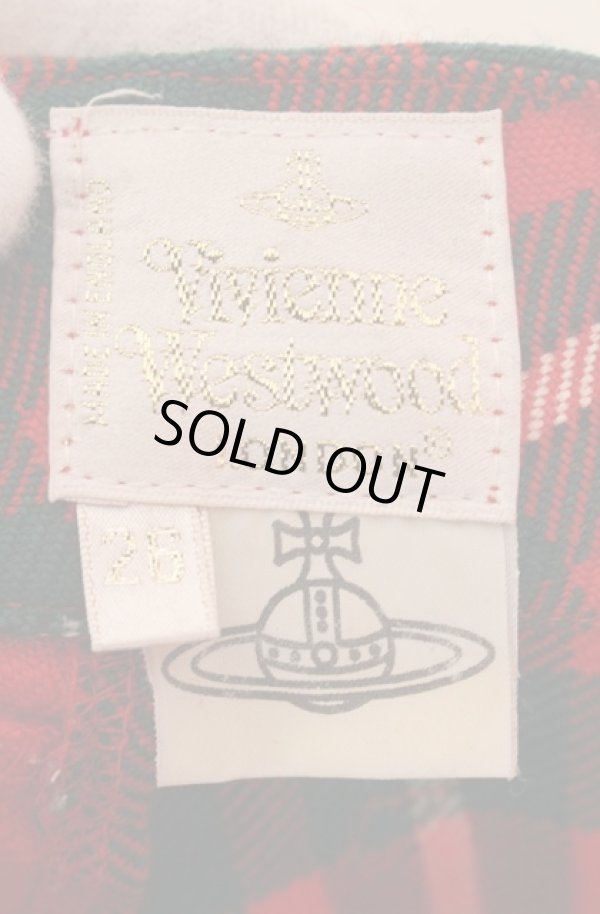 画像7: 【Vintage放出】ヴィヴィアンウエストウッド 中古 / タータンボンテージパンツ 26 レッド  O-25-12-20-044-pa-YM-ZH (7)