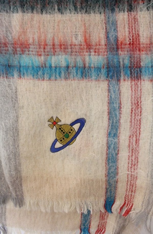 画像2: 【Vintage放出】ヴィヴィアンウエストウッド 中古 / Lochcarron メトロポリタンモヘアマフラー  マルチ  O-25-12-20-045-gd-OD-OS (2)