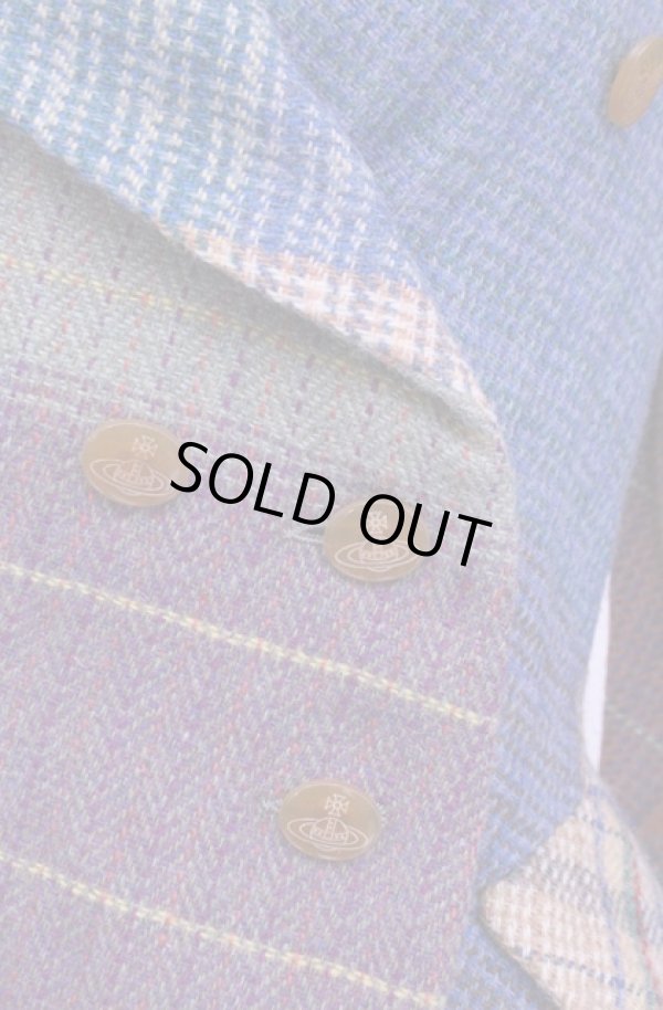 画像2: 【Vintage放出】ヴィヴィアンウエストウッド 中古 / ツイードウェンディージャケット 10 マルチカラー  O-25-12-20-053-jc-IG-OS (2)