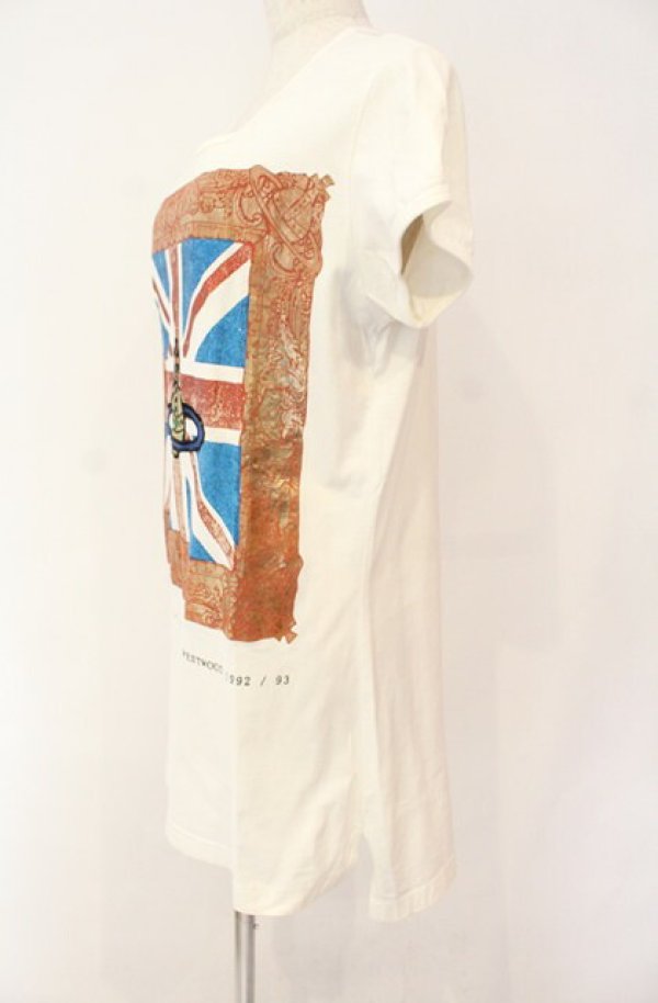 画像3: 【Vintage放出】ヴィヴィアンウエストウッド 中古 / 額縁ユニオンジャック Tシャツ M アイボリー  O-25-12-20-005-ts-YM-OS (3)