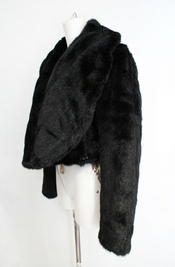 画像2: 【Vintage放出】ヴィヴィアンウエストウッド 中古 / フェイクファージャケット 40 ブラック  O-25-12-20-007-jc-YM-OS (2)