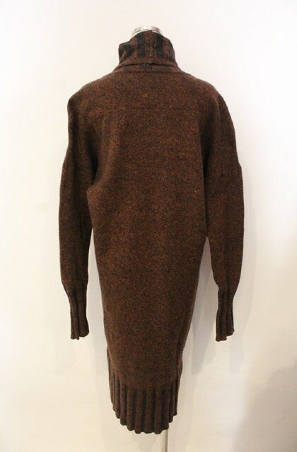 画像4: ANGLOMANIA 中古 / タートルリブネックウールニットワンピース 38 ブラウンｘグレー  O-26-01-11-018-op-YM-OS (4)