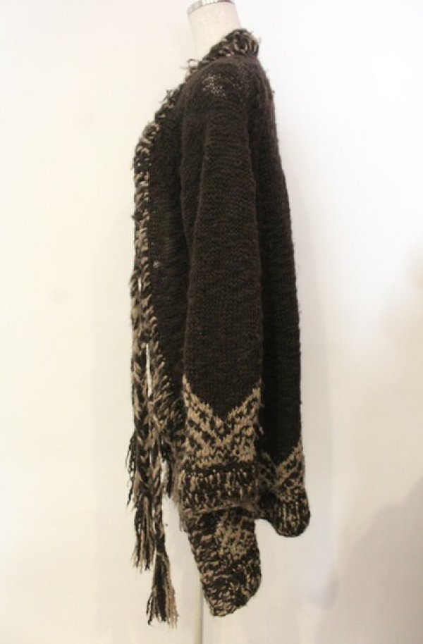 画像4: ヴィヴィアンウエストウッド 中古 / ケーブルニットフリンジカーディガン 2 ブラウン  O-26-01-11-019-to-YM-OS (4)