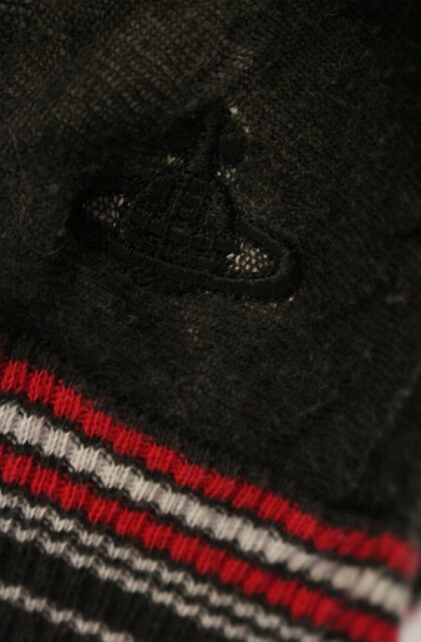 画像2: ヴィヴィアンウエストウッド 中古 / BIGロゴドルマンカーディガン  ブラックｘレッドｘグレー  O-26-01-11-025-to-YM-OS (2)
