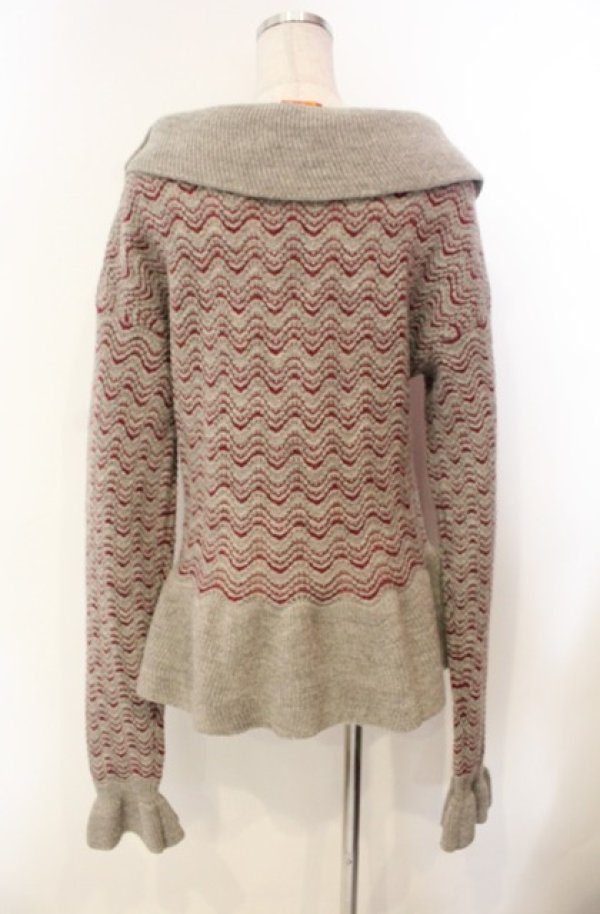 画像4: ヴィヴィアンウエストウッド 中古 / ウェーブジャガードニット M グレーｘパープル  O-26-01-11-026-to-YM-OS (4)