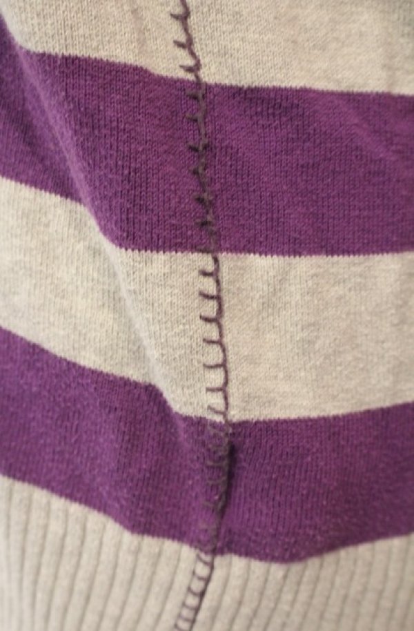 画像3: ヴィヴィアンウエストウッド 中古 / 単色オーブ刺繍ボーダーカーディガン 2 グレー×パープル  O-26-01-11-027-to-IG-OS (3)