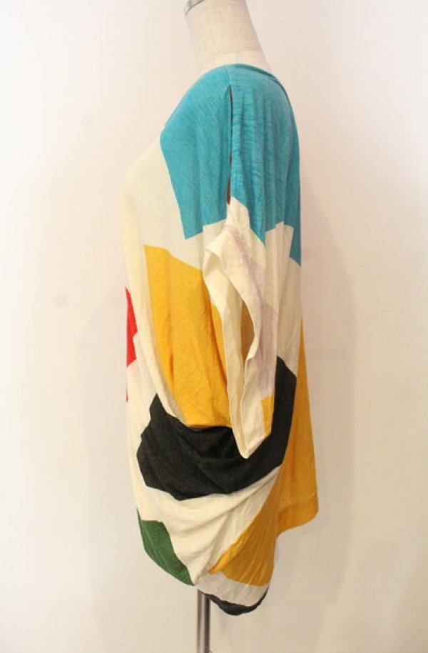 画像3: ANGLOMANIA 中古 / パターンプリントTシャツ 38 マルチｘアイボリー  O-26-01-11-032-ts-YM-OS (3)