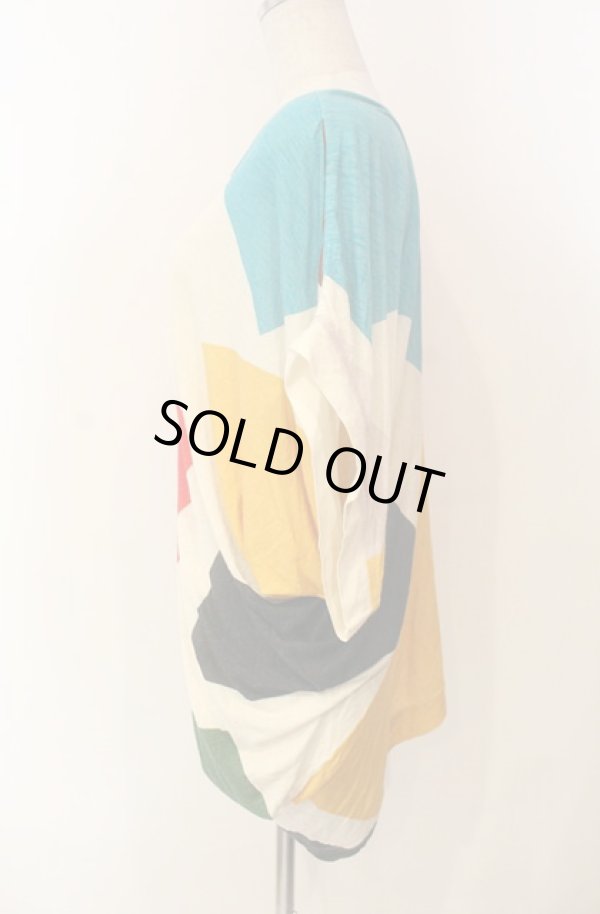 画像3: ANGLOMANIA 中古 / パターンプリントTシャツ 38 マルチｘアイボリー  O-26-01-11-032-ts-YM-ZH (3)