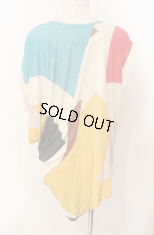 画像4: ANGLOMANIA 中古 / パターンプリントTシャツ 38 マルチｘアイボリー  O-26-01-11-032-ts-YM-ZH (4)