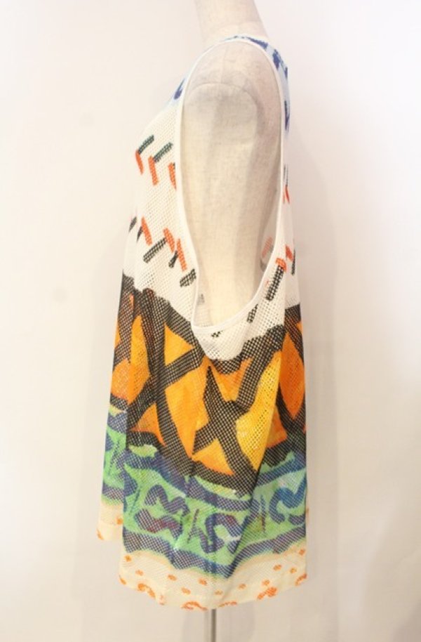 画像3: ANGLOMANIA 中古 / パターンボーダーメッシュタンクトップ L マルチ  O-26-01-11-034-to-YM-OS (3)