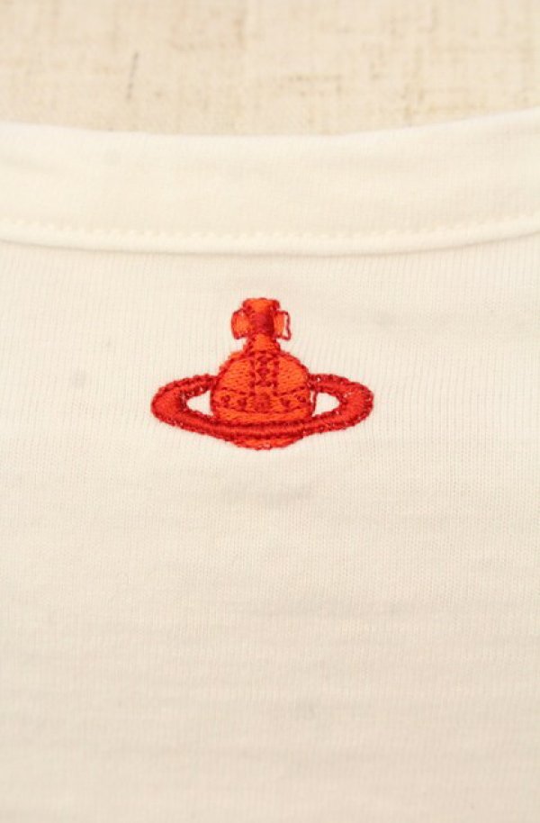 画像2: ヴィヴィアンウエストウッド 中古 / CHOICE 単色オーブ刺繍Uネックカットソー 2 ホワイト  O-26-01-11-035-to-IG-OS (2)