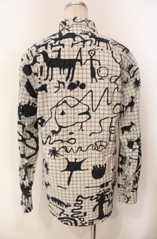 画像4: ヴィヴィアンウエストウッド 中古 / ケイブマンチェックシャツ 44 ホワイト  O-26-01-11-039-bl-YM-OS (4)