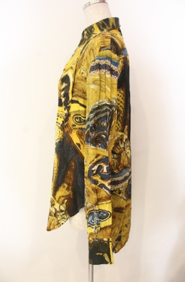 画像3: ヴィヴィアンウエストウッド 中古 / 総柄ハリスシャツ 46 イエロー  O-26-01-11-041-bl-YM-OS (3)
