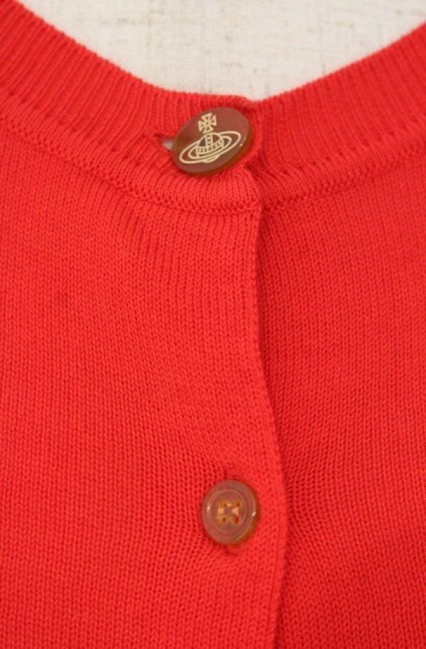 画像2: ヴィヴィアンウエストウッド 中古 / カラーオーブ刺繍ラウンドネックカーディガン S レッド  O-26-01-11-044-to-YM-OS (2)