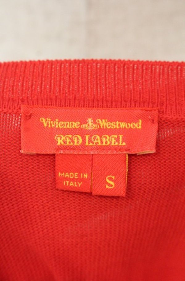画像6: ヴィヴィアンウエストウッド 中古 / カラーオーブ刺繍ラウンドネックカーディガン S レッド  O-26-01-11-044-to-YM-OS (6)