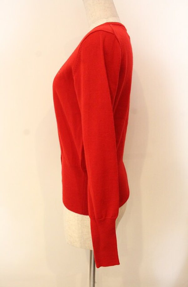 画像4: ヴィヴィアンウエストウッド 中古 / 単色オーブ刺繍ニットカーディガン 2 レッド  O-26-01-11-045-to-IG-OS (4)