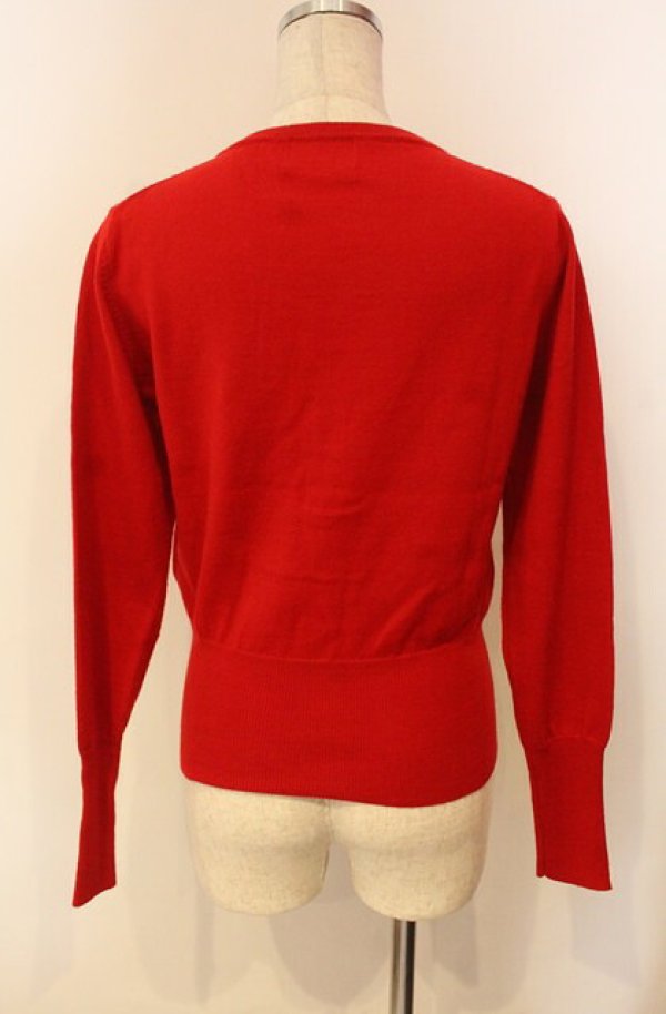 画像5: ヴィヴィアンウエストウッド 中古 / 単色オーブ刺繍ニットカーディガン 2 レッド  O-26-01-11-045-to-IG-OS (5)
