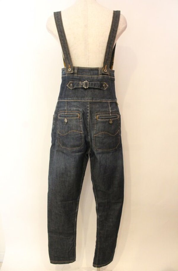 画像5: ヴィヴィアンウエストウッド Anglomania and Lee 中古 / BOMBARDIER サスペンダー付キハイウエストパンツ W27 インディゴｘイエロー  O-26-01-11-050-pa-YM-OS (5)