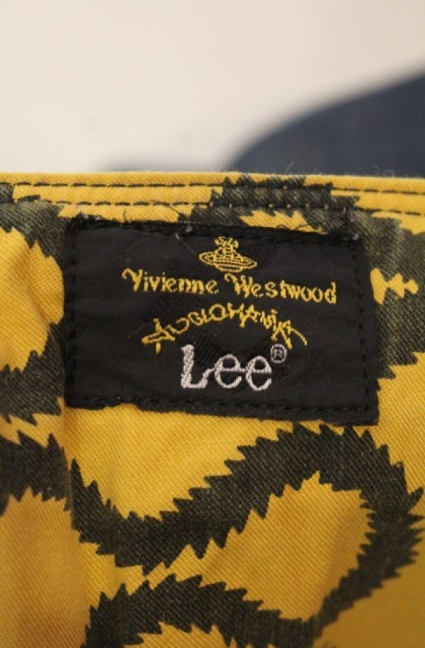 画像6: ヴィヴィアンウエストウッド Anglomania and Lee 中古 / BOMBARDIER サスペンダー付キハイウエストパンツ W27 インディゴｘイエロー  O-26-01-11-050-pa-YM-OS (6)