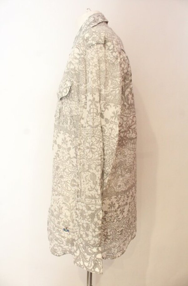 画像4: ヴィヴィアンウエストウッド MAN 中古 / ポケット付キ総柄シャツ 50 ホワイト  O-26-01-11-060-bl-YM-OS (4)