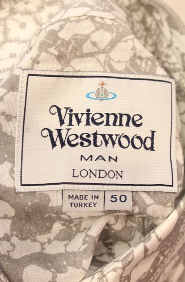 画像6: ヴィヴィアンウエストウッド MAN 中古 / ポケット付キ総柄シャツ 50 ホワイト  O-26-01-11-060-bl-YM-OS (6)