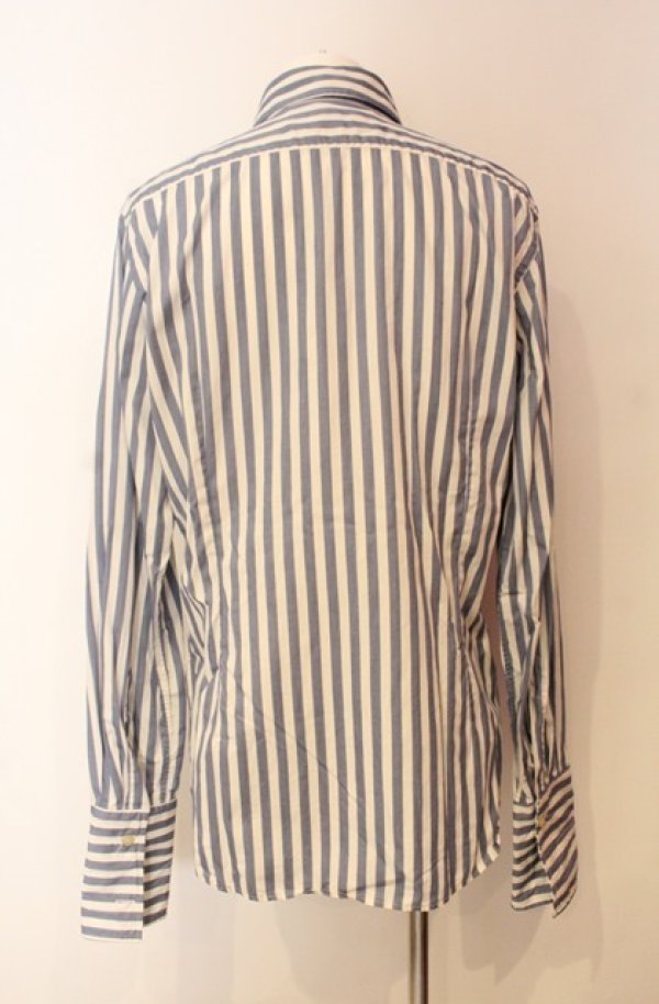 画像5: ヴィヴィアンウエストウッド MAN 中古 / 高襟ストライプシャツ 4 ブルーｘホワイト  O-26-01-11-062-bl-YM-OS (5)