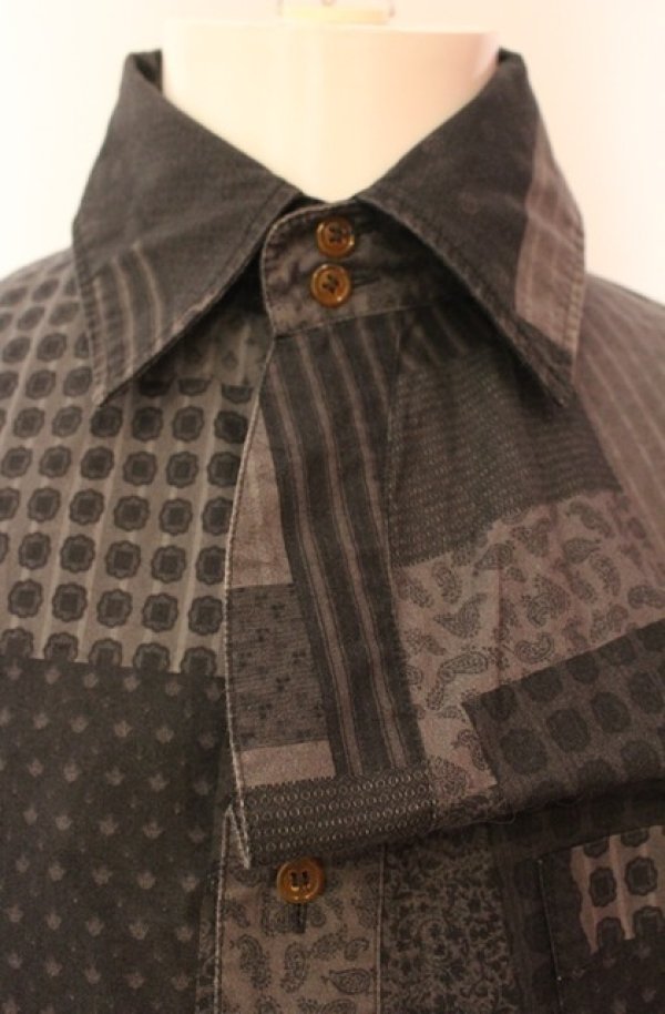 画像2: ヴィヴィアンウエストウッド MAN 中古 / パッチワーク風ロングシャツ 46 グレー  O-26-01-11-063-bl-YM-OS (2)