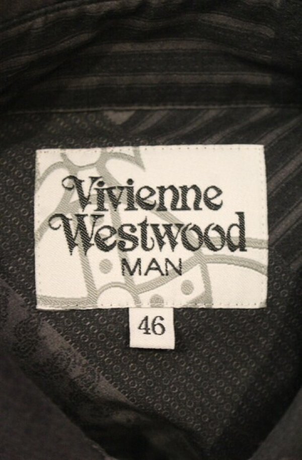 画像6: ヴィヴィアンウエストウッド MAN 中古 / パッチワーク風ロングシャツ 46 グレー  O-26-01-11-063-bl-YM-OS (6)