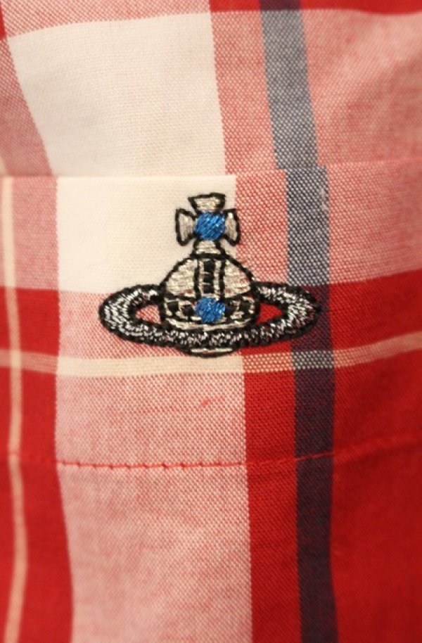 画像3: ヴィヴィアンウエストウッド MAN 中古 / チェックロングシャツ 46 レッド  O-26-01-11-064-bl-YM-OS (3)