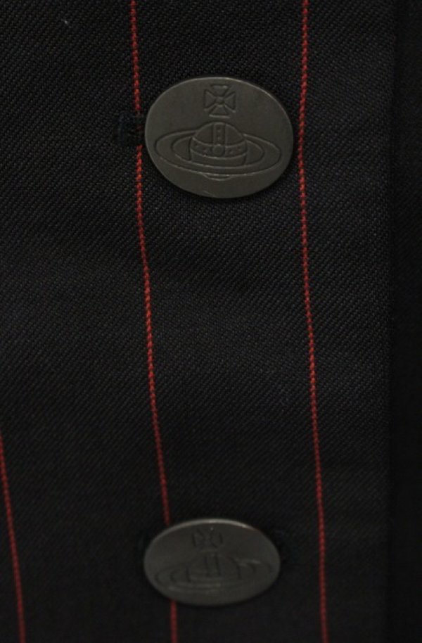 画像2: ヴィヴィアンウエストウッド 中古 / 3Bストライプテーラードジャケット 42 ブラックｘピンク  O-26-01-11-007-jc-YM-OS (2)