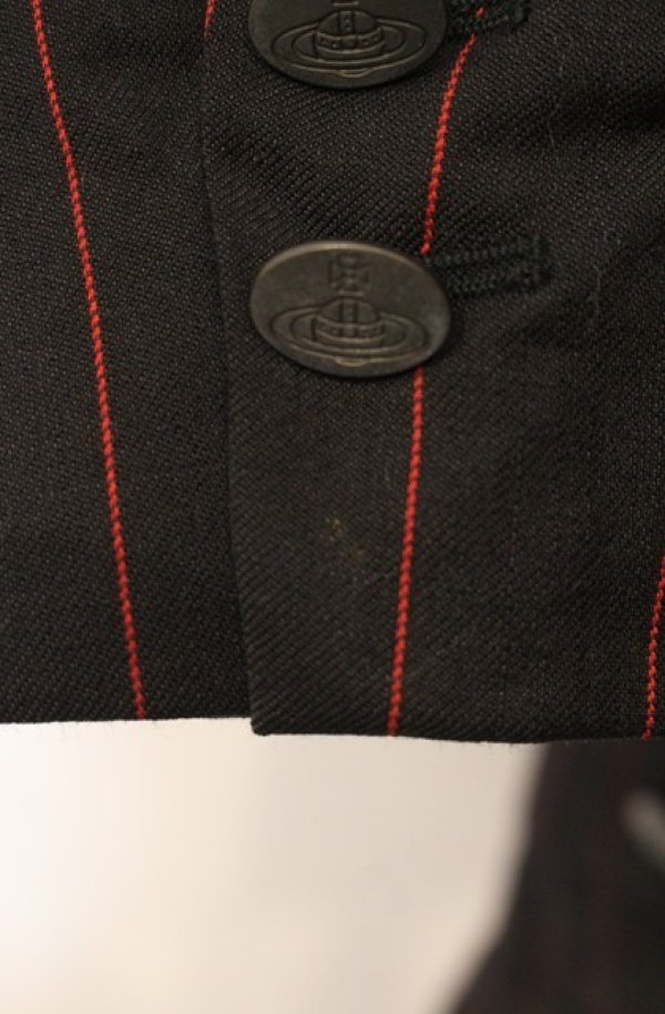 画像3: ヴィヴィアンウエストウッド 中古 / 3Bストライプテーラードジャケット 42 ブラックｘピンク  O-26-01-11-007-jc-YM-OS (3)