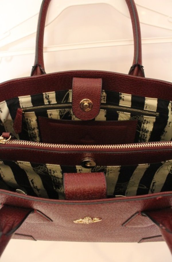 画像4: ヴィヴィアンウエストウッド 中古 / EXECUTIVEスクエアトートバッグ  ワイン  O-26-01-11-074-ba-YM-OS (4)
