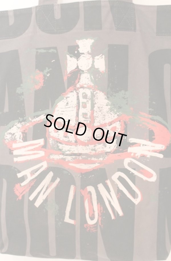 画像2: ヴィヴィアンウエストウッド MAN 中古 / PRINTED ORB MAN LONDON トートバッグ（プリンテッドマンロンドン）  チャコール  O-26-01-11-077-ba-YM-OS (2)