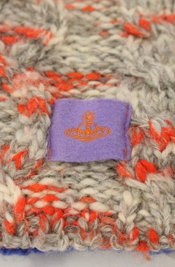 画像2: ヴィヴィアンウエストウッド 中古 / ケーブル編ミリバーシブルスヌード  マルチｘブルー  O-26-01-11-081-gd-YM-OS (2)