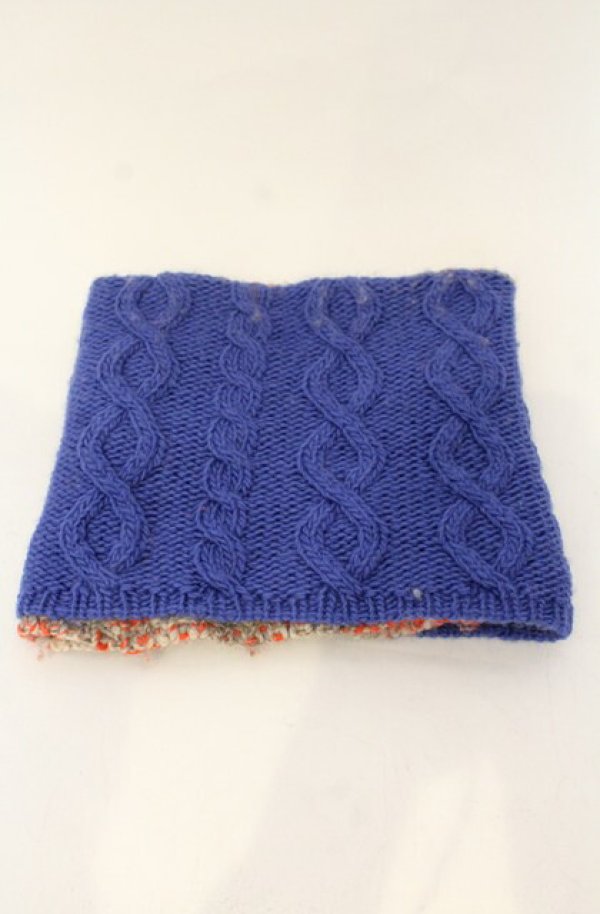 画像4: ヴィヴィアンウエストウッド 中古 / ケーブル編ミリバーシブルスヌード  マルチｘブルー  O-26-01-11-081-gd-YM-OS (4)