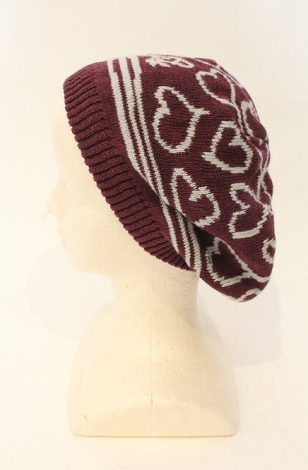 画像3: ヴィヴィアンウエストウッド 中古 / スクリブルハートビーニーキャップ  パープル  O-26-01-11-086-gd-YM-OS (3)