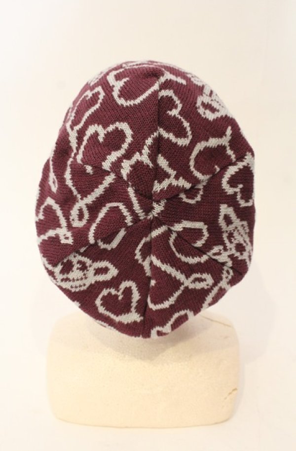 画像4: ヴィヴィアンウエストウッド 中古 / スクリブルハートビーニーキャップ  パープル  O-26-01-11-086-gd-YM-OS (4)