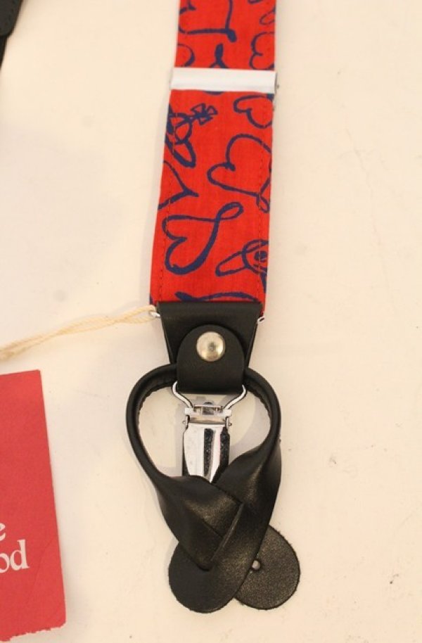 画像2: ヴィヴィアンウエストウッド 中古 / スクリブルハートサスペンダー 00 レッドｘネイビー  O-26-01-11-087-gd-YM-OS (2)