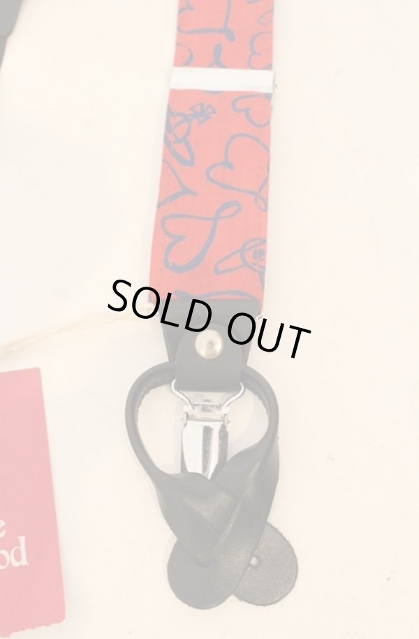 画像2: ヴィヴィアンウエストウッド 中古 / スクリブルハートサスペンダー 00 レッドｘネイビー  O-26-01-11-087-gd-YM-ZH (2)