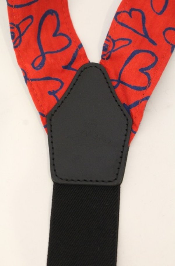 画像4: ヴィヴィアンウエストウッド 中古 / スクリブルハートサスペンダー 00 レッドｘネイビー  O-26-01-11-087-gd-YM-OS (4)