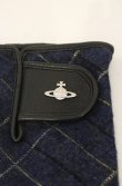 画像2: ヴィヴィアンウエストウッド 中古 / チェックレザーグローブ  ブルー×ブラック  O-26-01-11-088-gd-IG-OS (2)