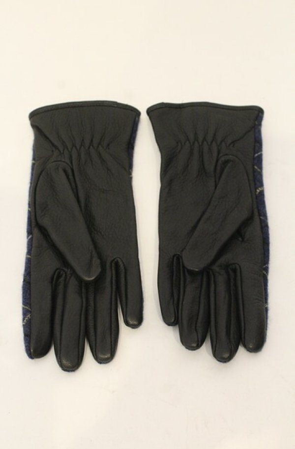 画像3: ヴィヴィアンウエストウッド 中古 / チェックレザーグローブ  ブルー×ブラック  O-26-01-11-088-gd-IG-OS (3)