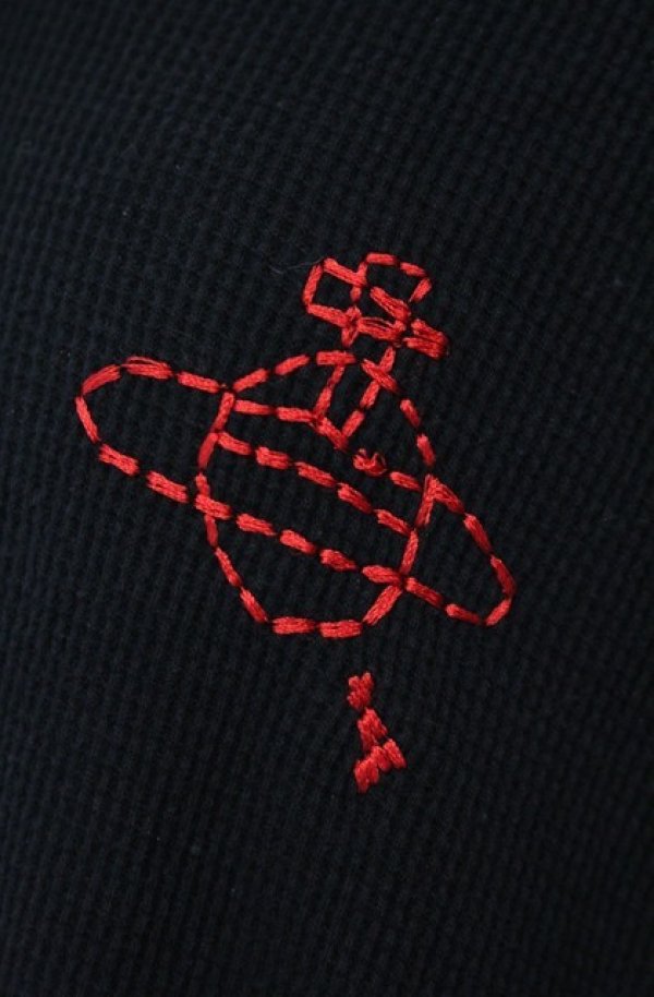 画像2: ヴィヴィアンウエストウッド 中古 / ワッフルフーディー　パーカー 00 ブラックｘレッド  O-26-01-11-009-to-YM-OS (2)